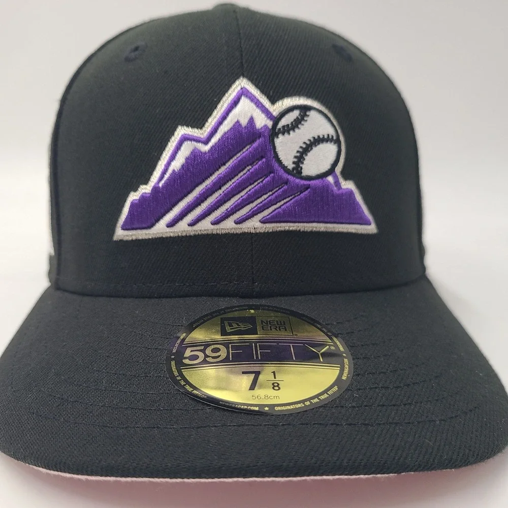 Colorado Rockies Hat Fitted 7 1/8 New Era 59Fifty Black 25th Anniversary Patch‎